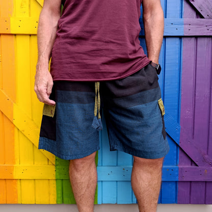 Men's Cotton Horizontal Striped Drawstring Shorts