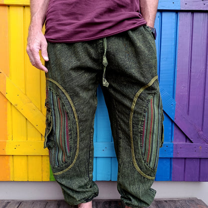 Funky Cotton Men's Shayma Acid Washed Long Pants with Gheri Insert on Pocket