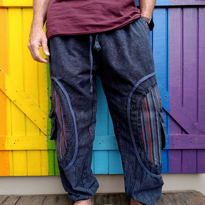 Funky Cotton Men's Shayma Acid Washed Long Pants with Gheri Insert on Pocket