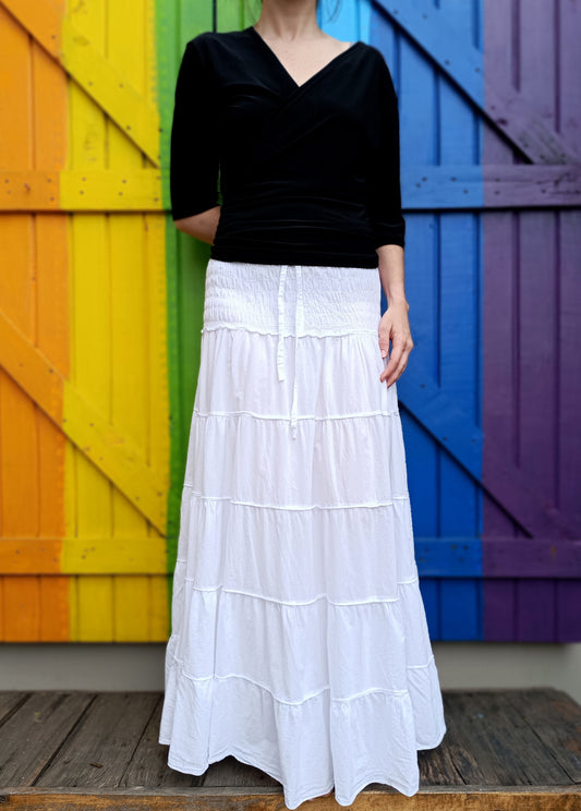 Ladies Tiered Plain Organic Cotton Long Skirts