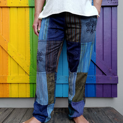 Cotton Hippie Men's Pants Patchwork Dharke Khaddar Long Pants