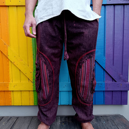 Funky Cotton Men's Shayma Acid Washed Long Pants with Gheri Insert on Pocket