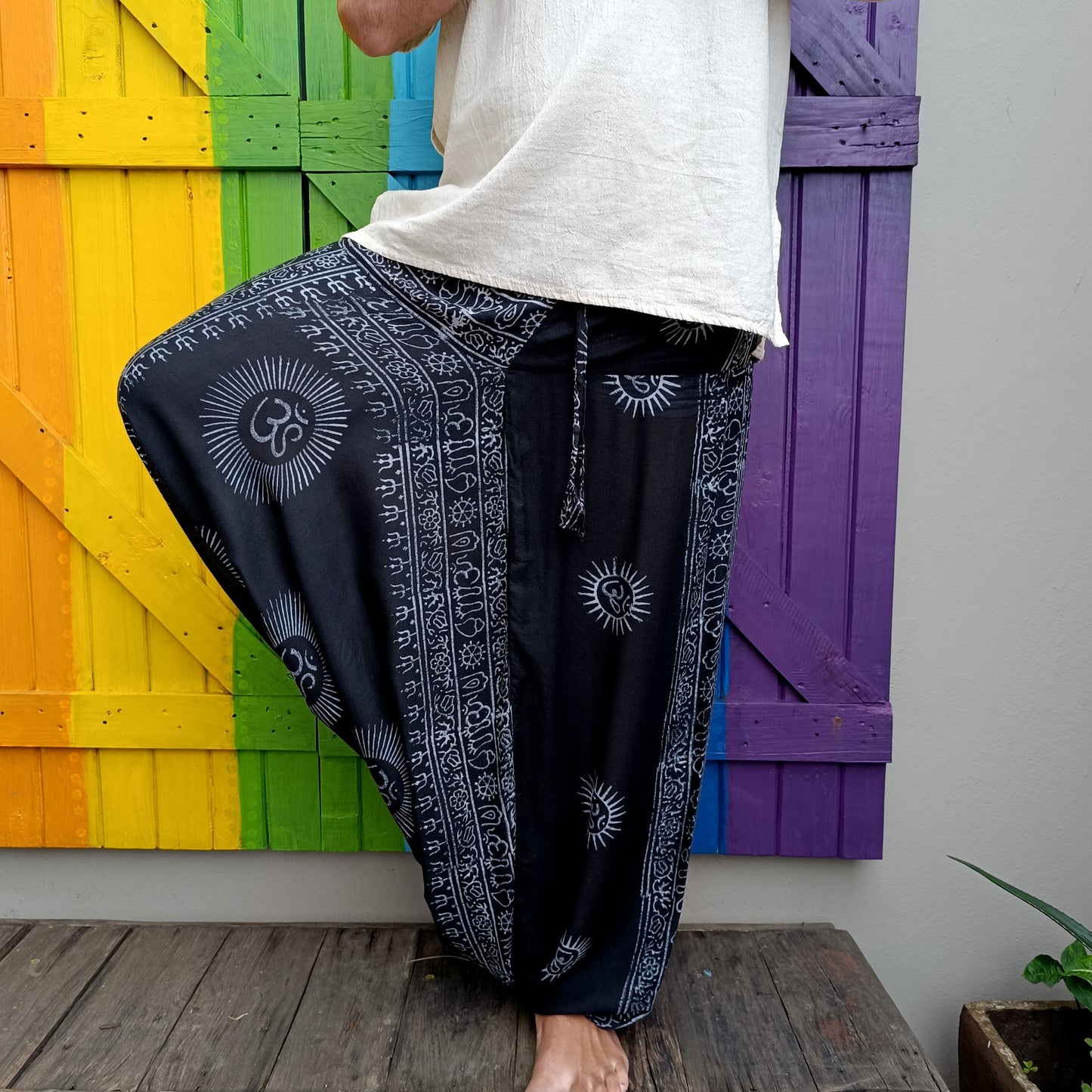 Rayon Unisex Hippie Pants Ramnami Mantra Afghan Harem Style Pants