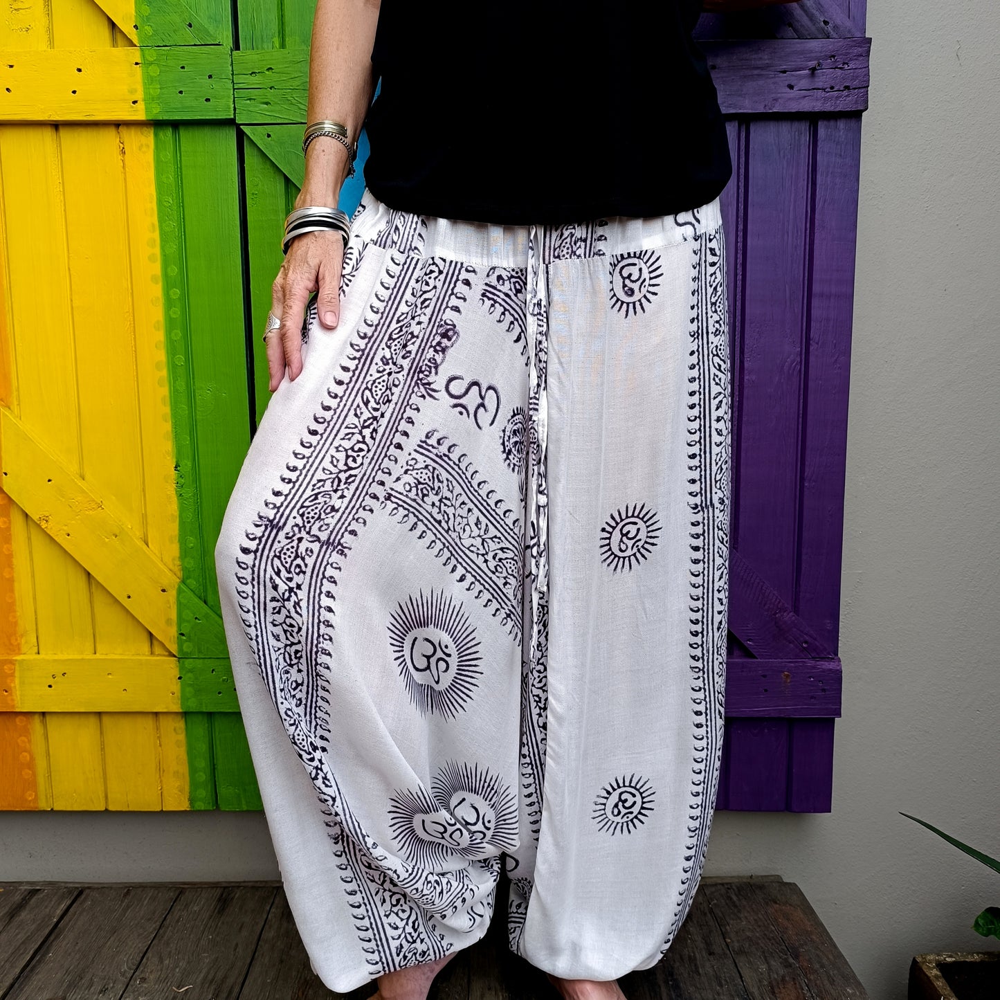 Rayon Unisex Hippie Pants Ramnami Mantra Afghan Harem Style Pants