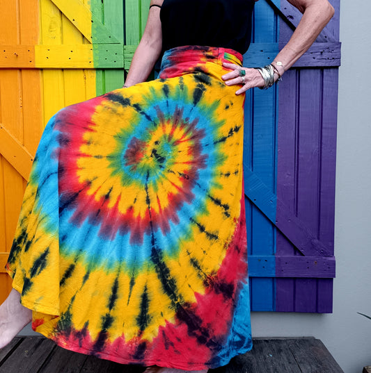 Woman's Tie Dye Colourful Wrap Around Skirt One Size