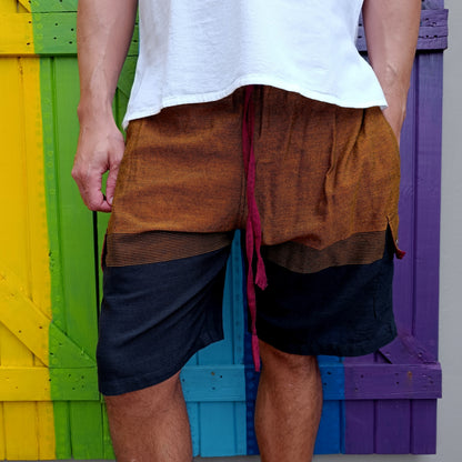 Men's Cotton Horizontal Striped Drawstring Shorts