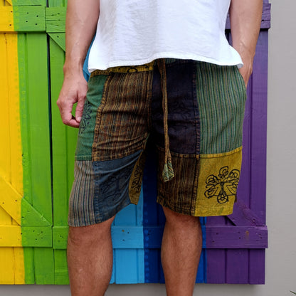 Cotton Hippie Men's Shorts Patchwork Dharke Khaddar Shorts