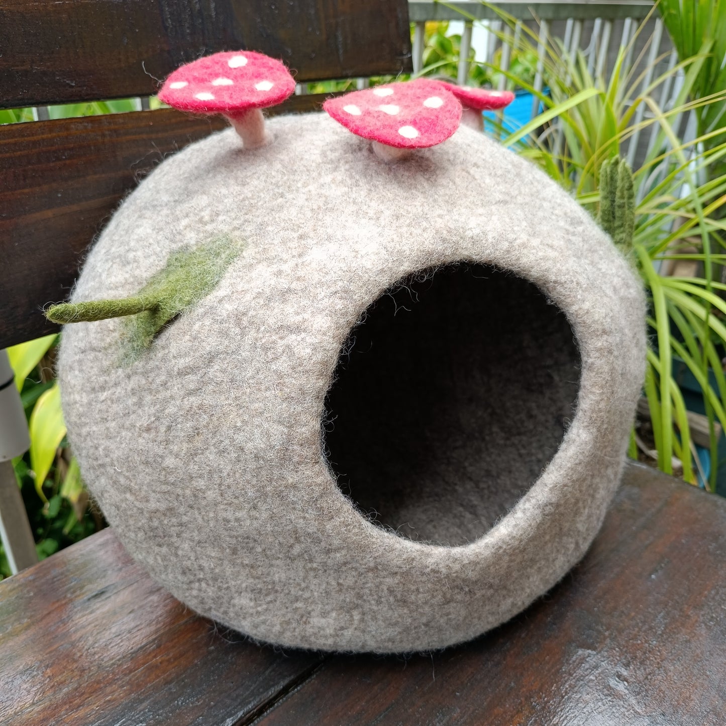 Purr-fect Cat Caves Made From Sheep Wool Mushroom Forest