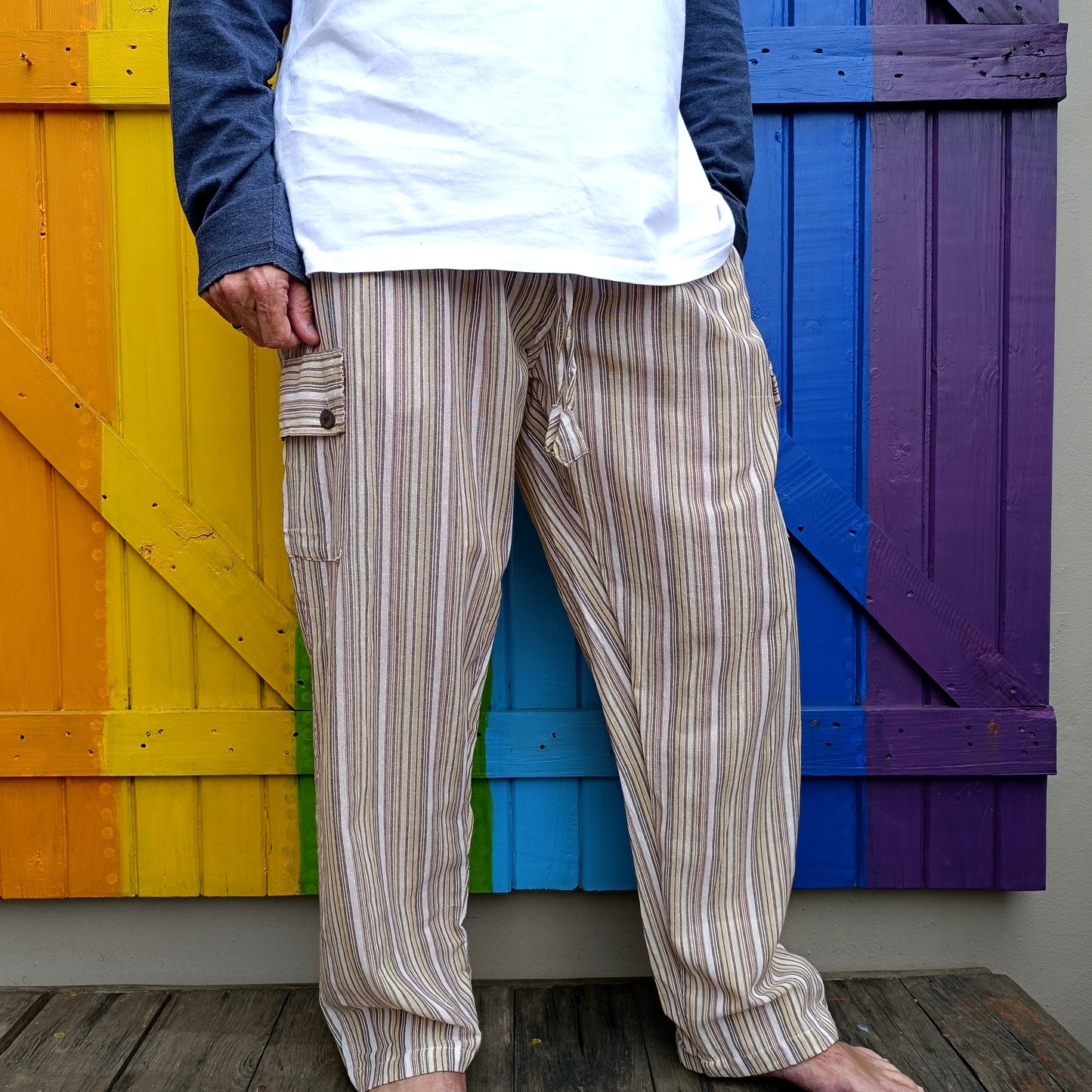 Cotton Hippie Men's Long Pants Dharke Striped Drawstring