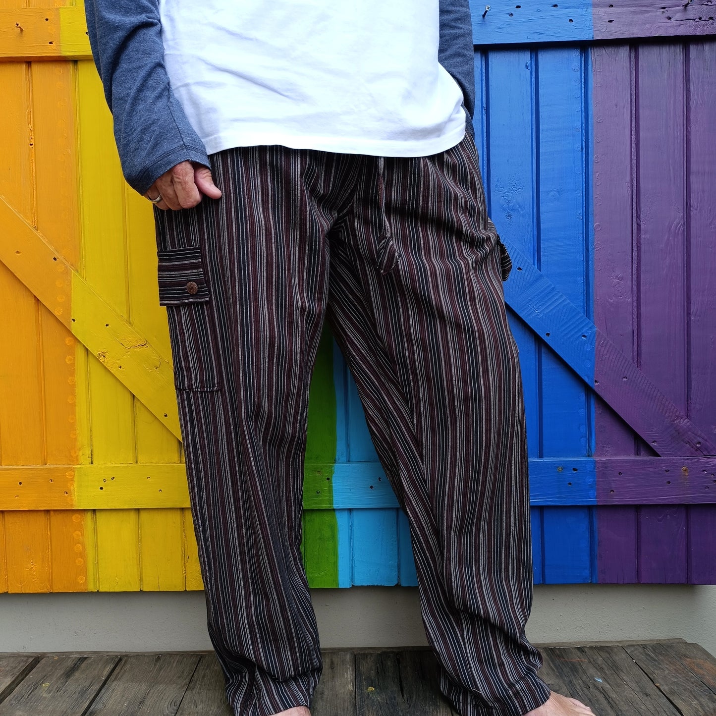 Cotton Hippie Men's Long Pants Dharke Striped Drawstring