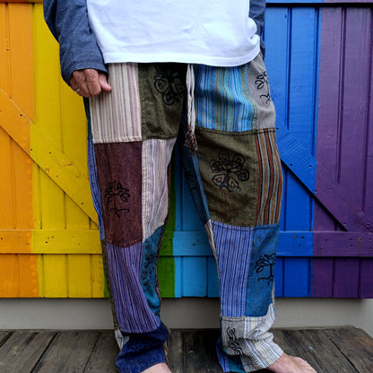 Cotton Hippie Men's Pants Patchwork Dharke Khaddar Long Pants