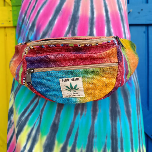 Rainbow Hemp and Cotton Money Belt