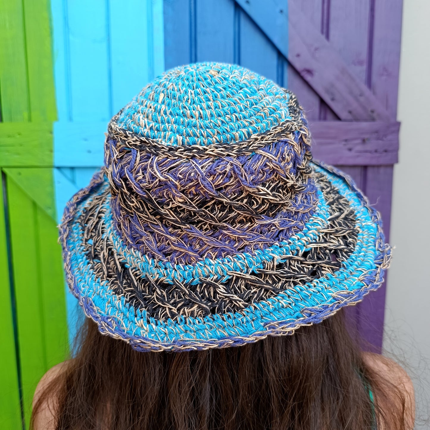 Crochet Hemp and Cotton Mix Hippie Wired Hats Various Colours