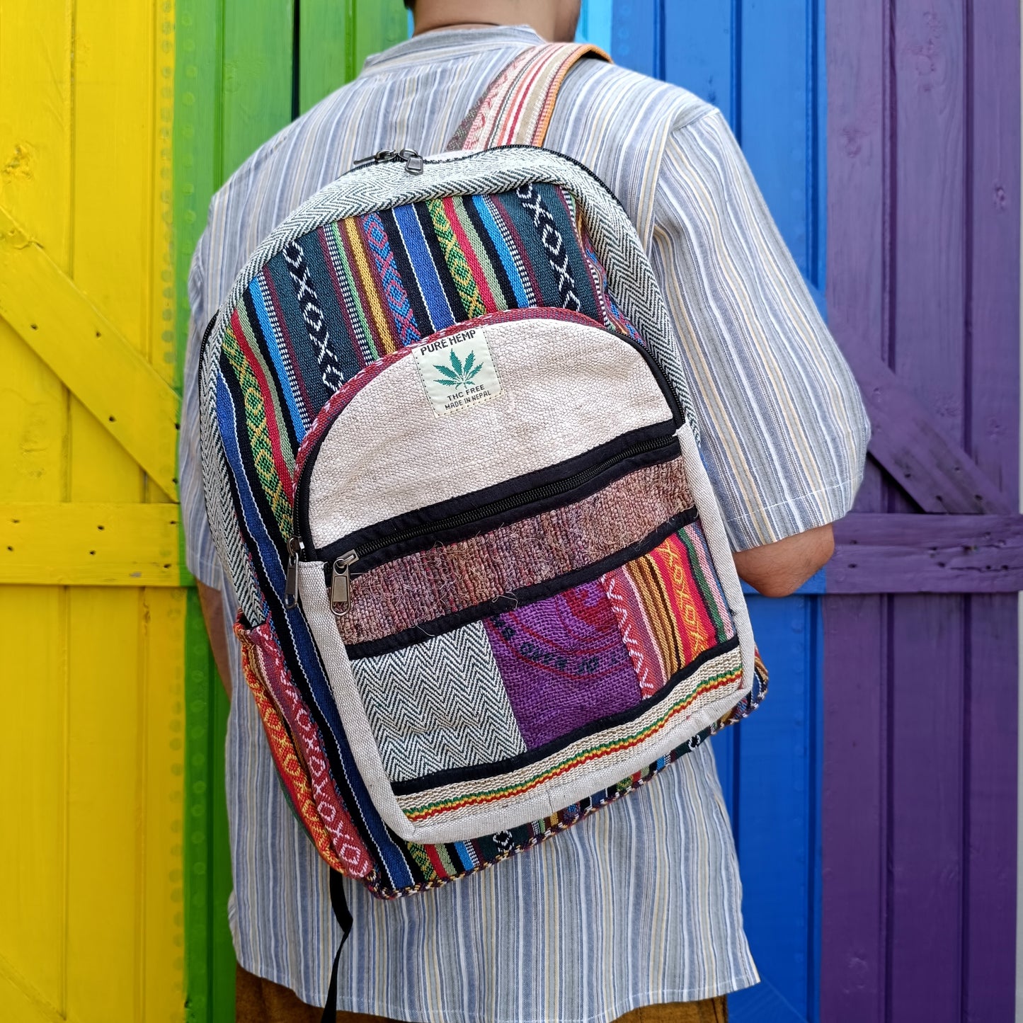 Hemp and Cotton Mix Backpack Zipped Large