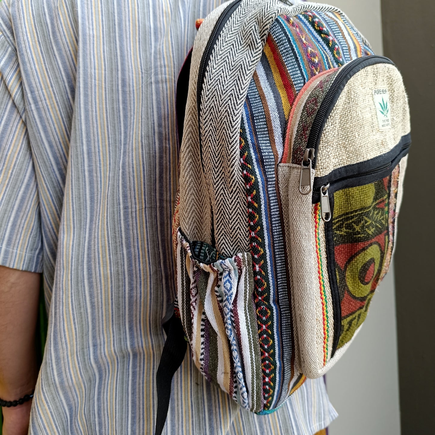 Hemp and Cotton Mix Backpack Zipped Large