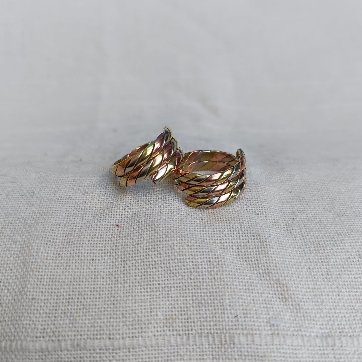 Spiral Three Metal Ring Copper Brass White Metal Ring Nepalese