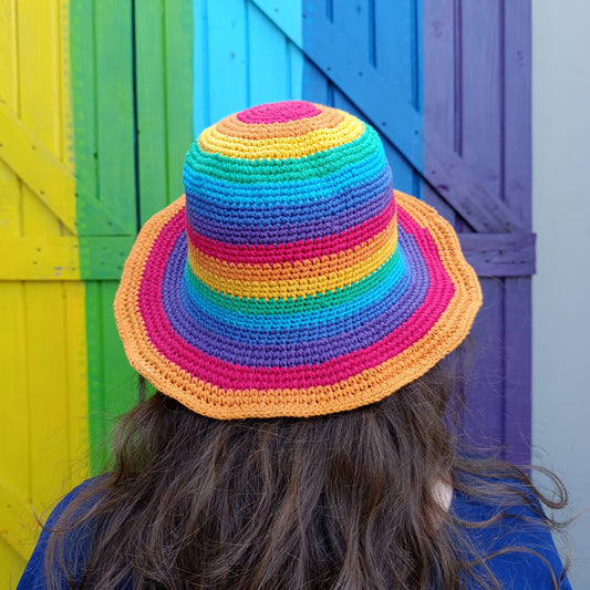 Hippie Rainbow Funky Crochet Wired Cotton Hats