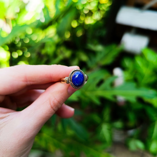 Detailed Gemstone Brass Rings