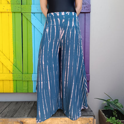 Tie Dye Hippie Square Leg Long Elasticated Pants Rayon