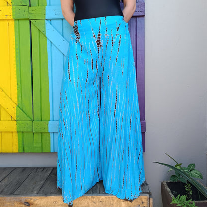 Tie Dye Hippie Square Leg Long Elasticated Pants Rayon