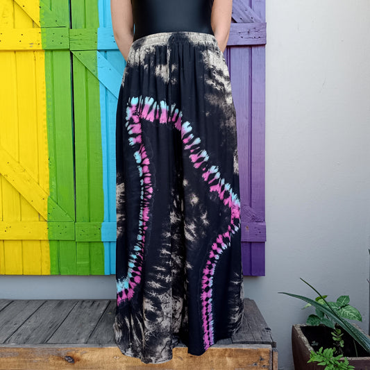 Drawstring Tie Dye Wide Leg Pants