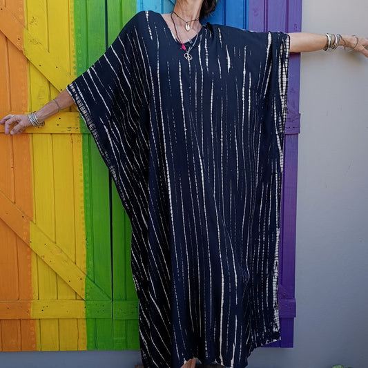 Tie Dye V Neck Kaftans Rayon