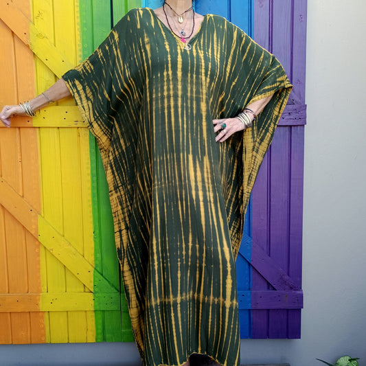 Tie Dye V Neck Kaftans Rayon