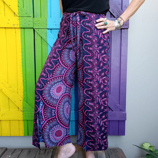 Thai Wrap Pants Style Long Pants Elasticated Waist Front Ties