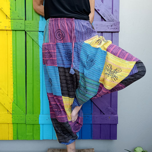 Cotton Hippie Patch Pants Afghan Style Drawstring