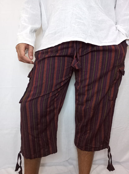 Cotton Hippie Men's 3/4 Pants Dharke Striped Drawstring