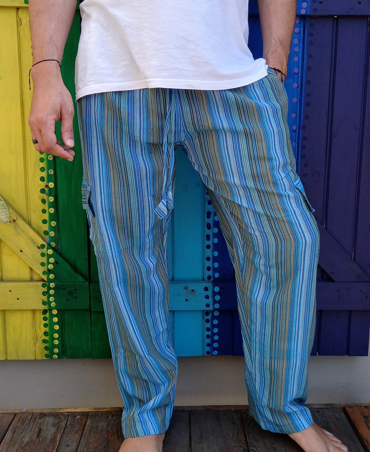 Cotton Hippie Men's Long Pants Dharke Striped Drawstring