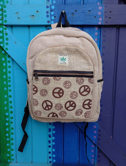 Hemp Backpack Peace Sign