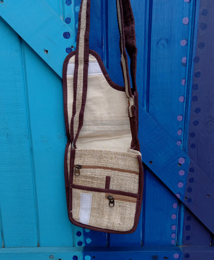 Hemp Plain Satchel Flip Cover Crossbody Bag