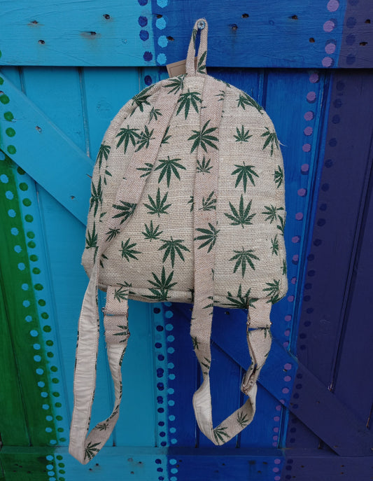 Hemp Backpack Leaf Print Small