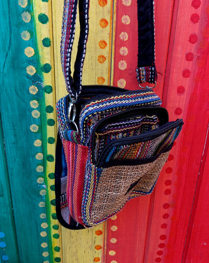 Funky Hemp and Cotton Passport Shoulder Crossbody Bags