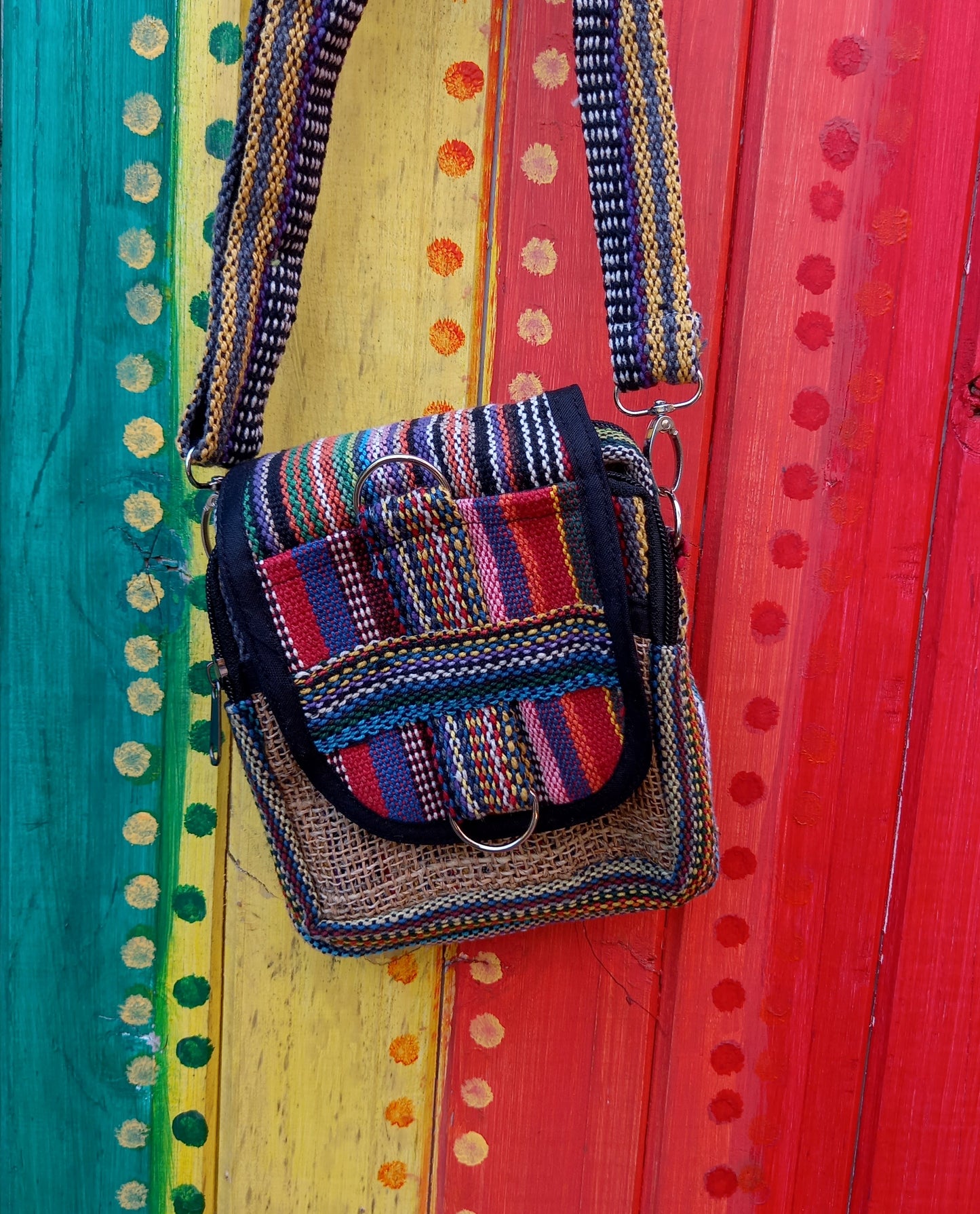 Funky Hemp and Cotton Passport Shoulder Crossbody Bags